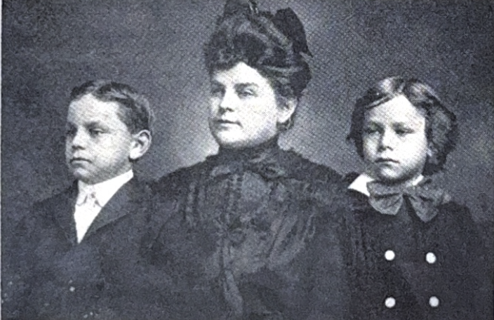 Family photo showing three people